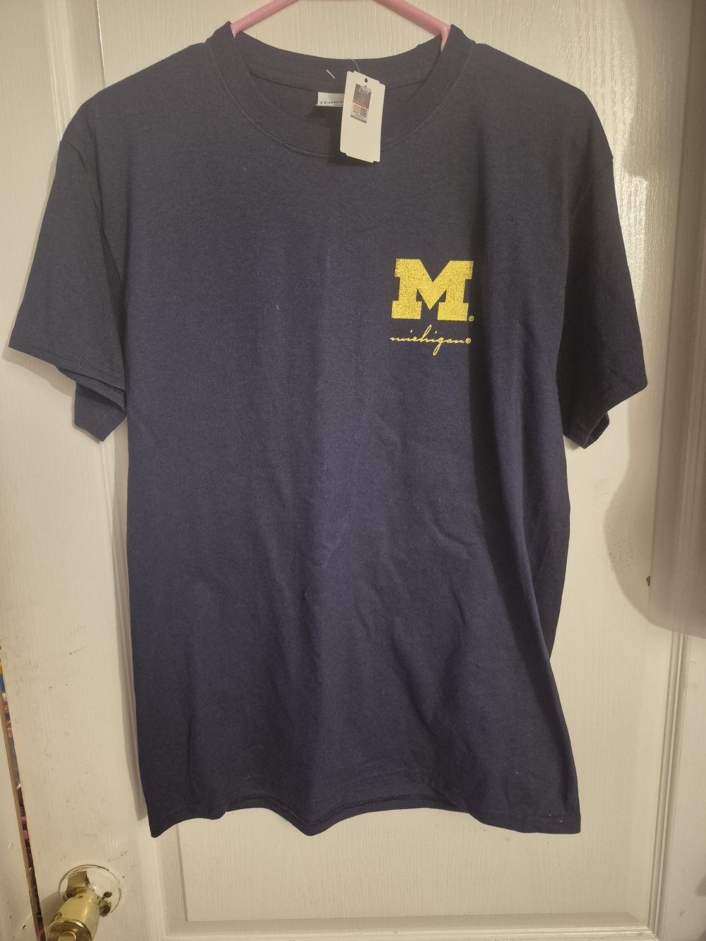 Hanes Navy Blue Short Sleeve T-Shirt with Yellow 'M' Logo